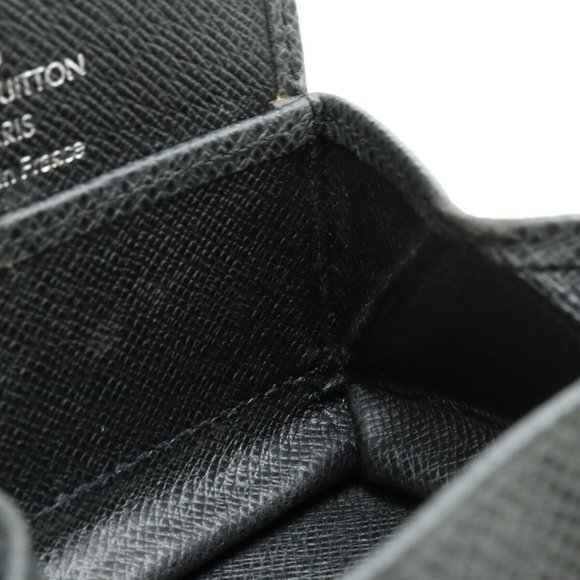 LOUIS VUITTON Taiga Porto Monnaie Boite Coin Case Leather Calf Ardoise Black ... - Picture 7 of 8